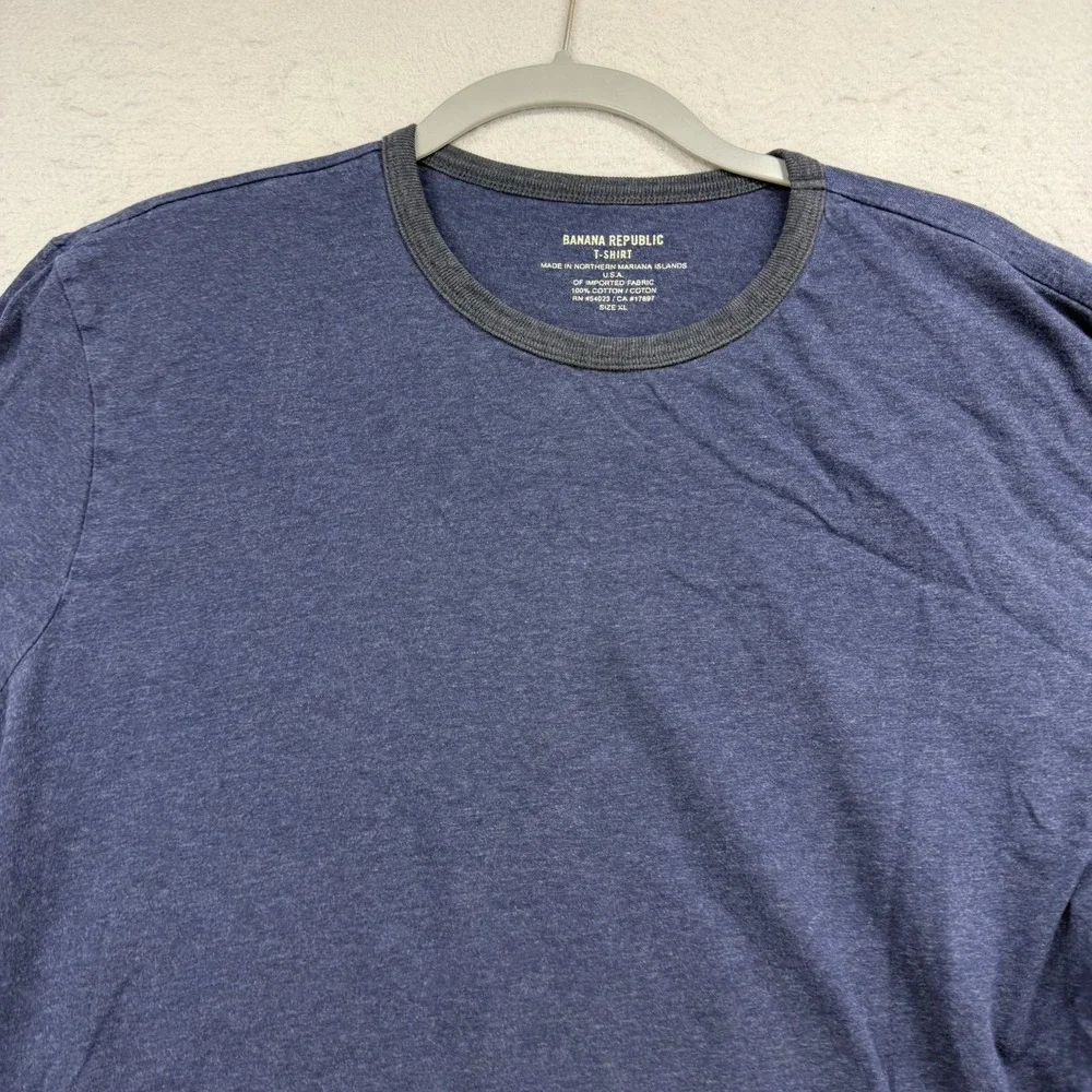 Banana Republic T Shirt Mens XL Blue Ringer Crew Neck Long Sleeve Tee Cotton USA